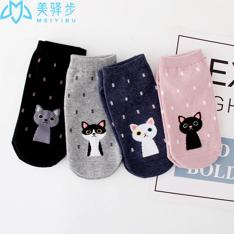 

12 Pairs Per Set Cartoon Cat Socks Cute Summer Sock for Female Women's Socks