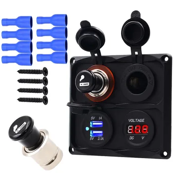 

Rv Yacht Marine 12/24V Charger USB Charger Voltmeter Cigarette Lighter with A Nod Combination
