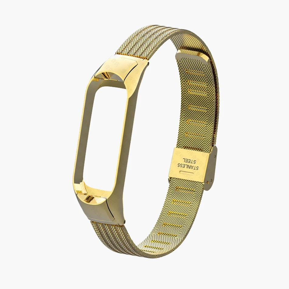 Buckle Gold Для Xiaomi mi ремешок 4 металлический ремешок из нержавеющей стали Замена ремешка Correa для mi Band 3/4 браслет умный ремень для часов - Цвет: Buckle Gold