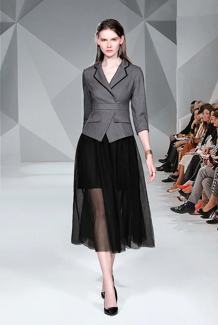 

Large Austrian WOMEN'S Dress Autumn Joint Slimming Small Suit Elegant Retro Mesh Skirt