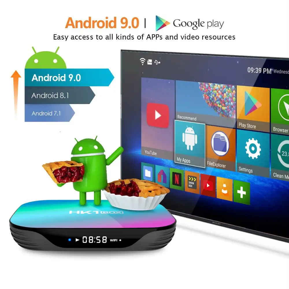 HK1 BOX Android9.0 Smart Tv Box AmlogicS905X3 Set Top Box 4GB 32GB 64GB 128GB 2.4G/5G AC Wifi 1000M BT4.0 4k Media Player Hk1Box