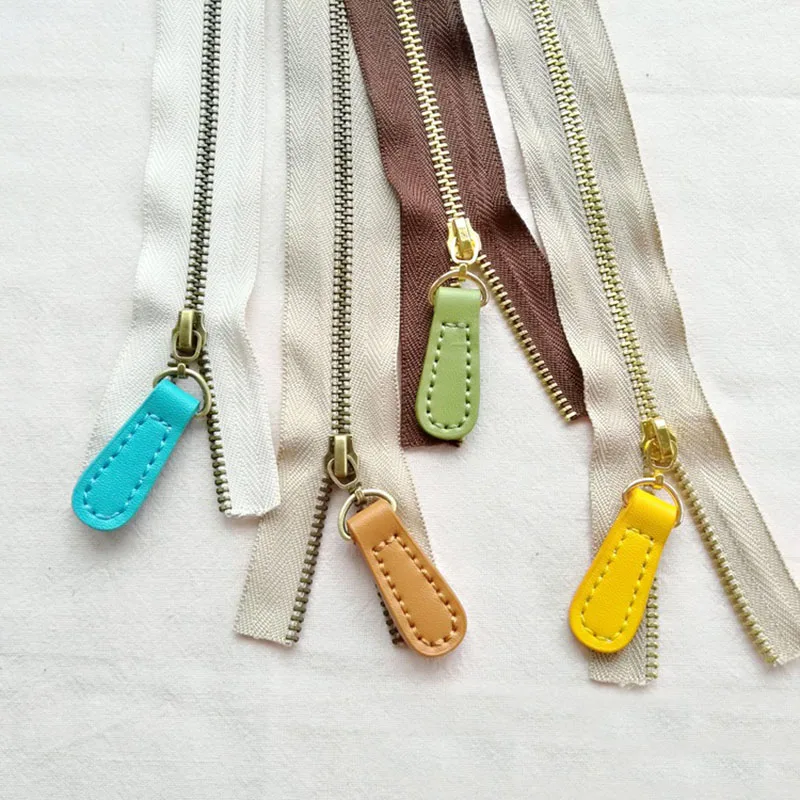 20 Pieces Cowhide Genuine Leather Zip Puller Zipper Pulls Sewing Fastener Slider for Backpack Clothes DIY Zippers Accessories