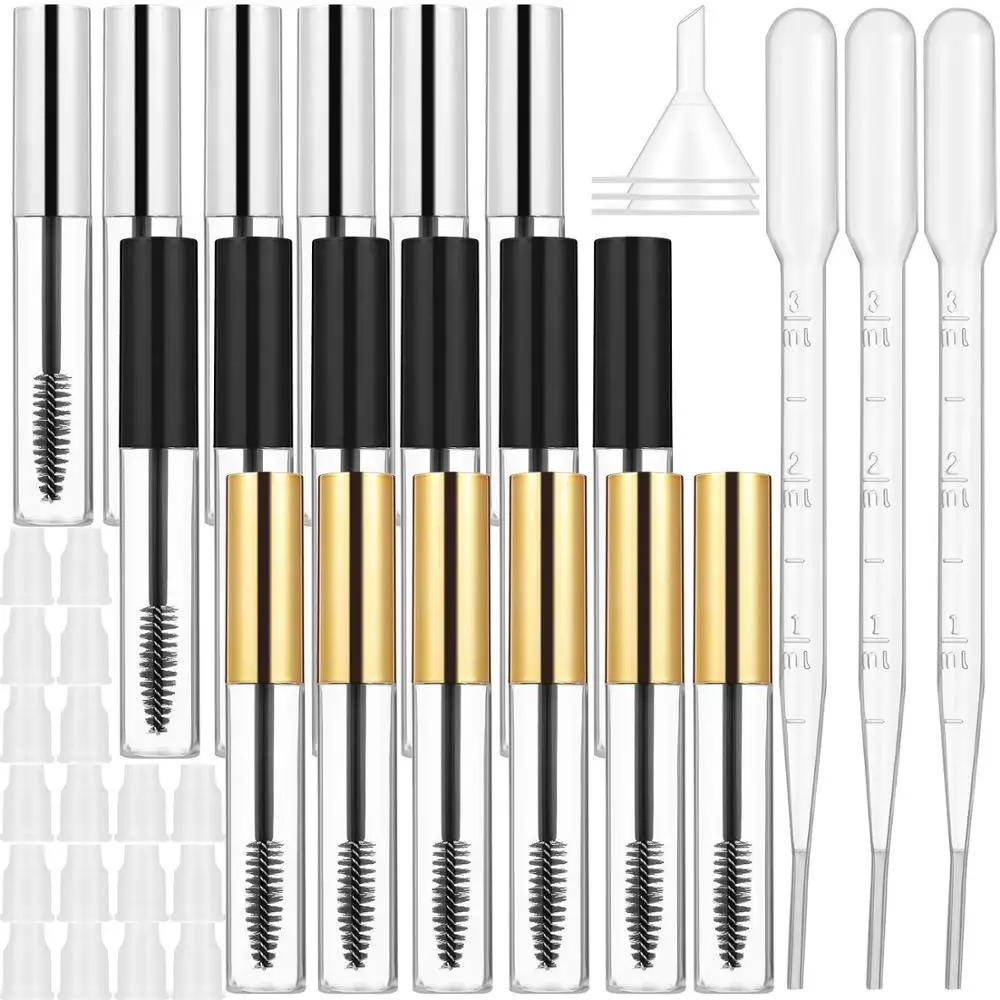 

18Pcs 10ML Empty Mascara Tube Wand With Rubber Inserts funnels Portable Eyelash Brush Tube Container for DIY Eyelash Growth Oil