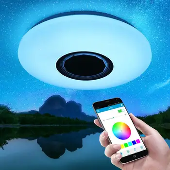 

Music Led Ceiling Light Lamp 36-60W RGB Embedded Mount Round Starlight Music Light With Bluetooth Speaker Color Changing Light