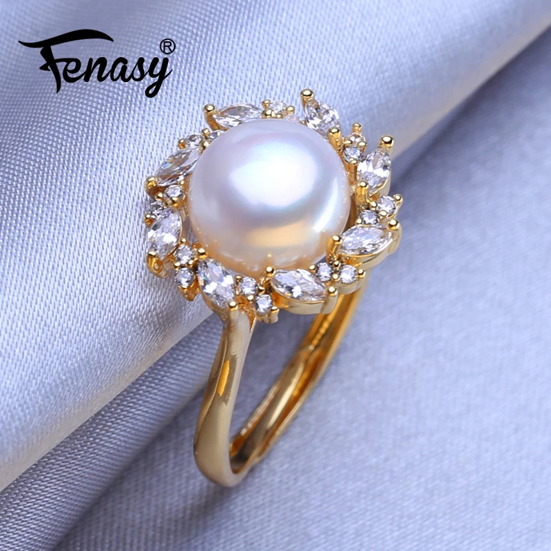 FENASY кольца с натуральным пресноводным жемчугом для женщин в богемном стиле