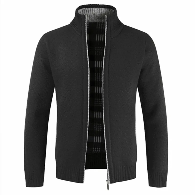 

2019 Autumn Winter New Men's Jacket Slim Fit Stand Collar Zipper Jacket Men Solid Cotton Thick Warm Jacket Men