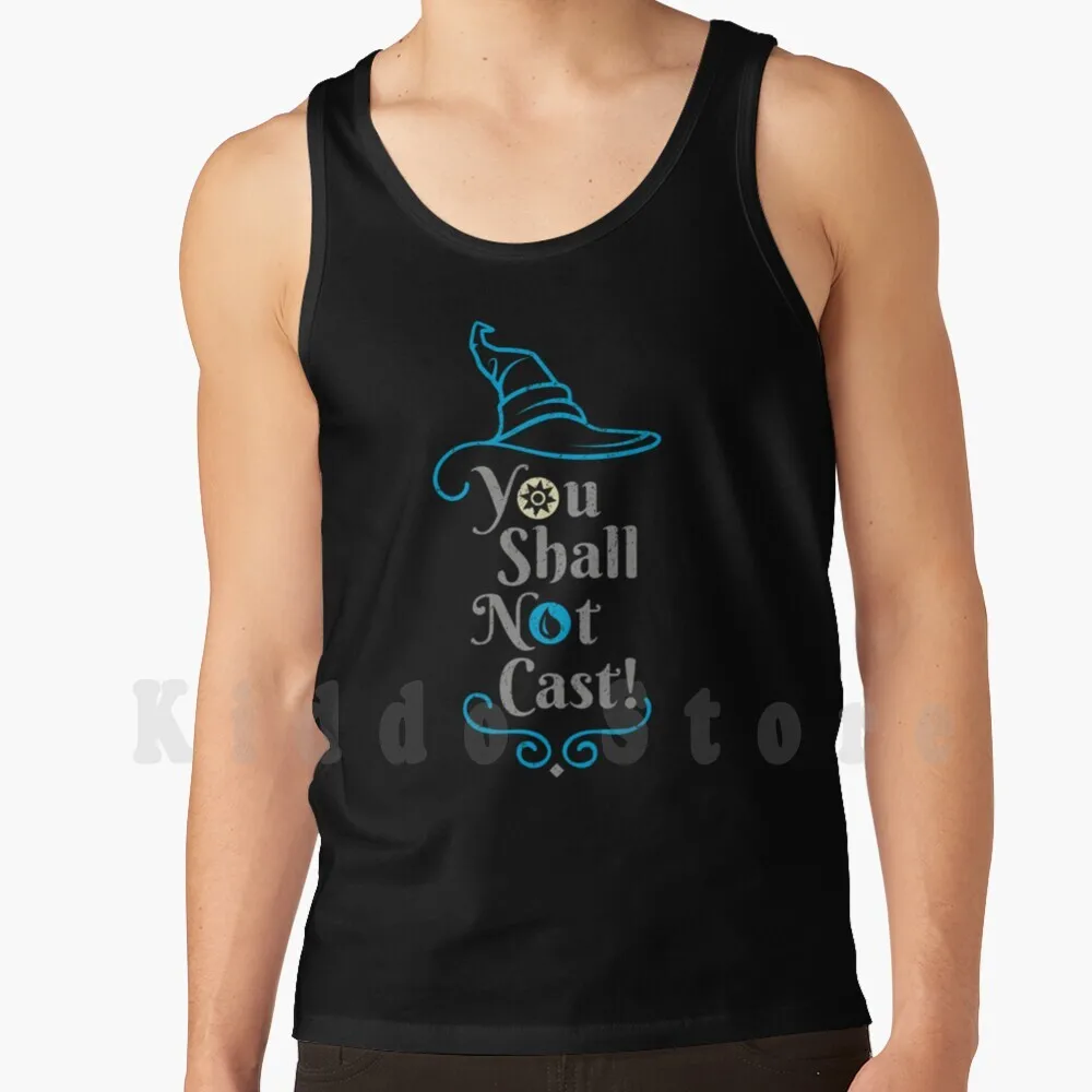 Non Devi Lanciare! Canottiere Canottiera 100% Cotone Mtga Nope Magic Game Wizard Gbalf Cast Incantesimo Contatore Blu