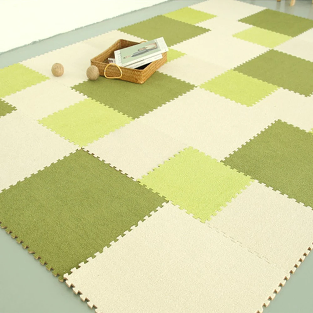 DIY Colorful Puzzle Mat Foam Shaggy Carpet Jigsaw Mat Plush Soft Area