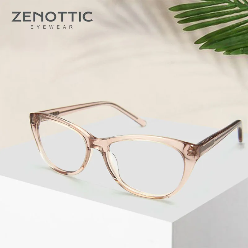 

ZENOTTIC Retro Cat Eye Glasses Frame Women Men Acetate Optical Eyewear Anti Blue Ray Lens Hyperopia Myopia Spectacles