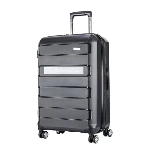 black KLQDZMS Fashion 20"24"28inch Trolley Boarding Case PP Travel Luggage Waterproof Rolling Suitcase Spinner Box - Цвет: black