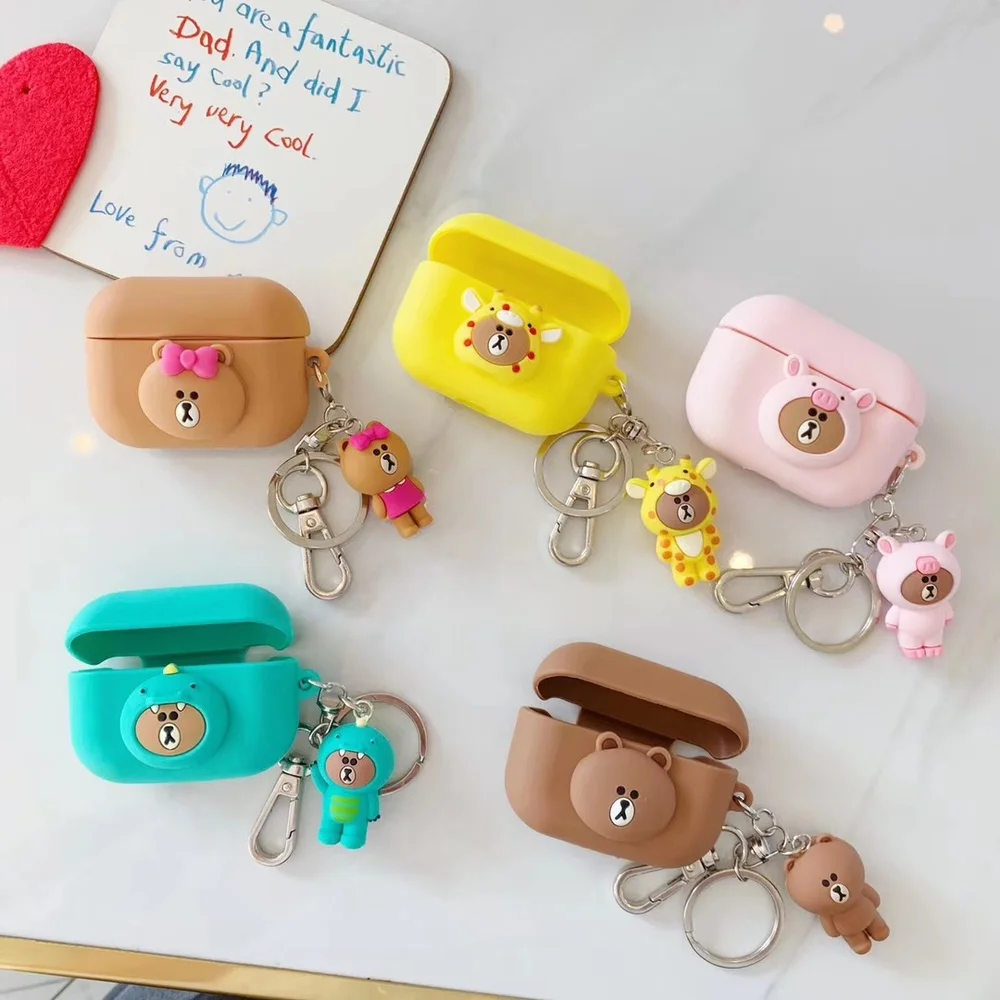 

For Apple Airpods Pro Case 3D Cute Cartoon Silicone Earphone Case for Airpod 3 Cover for Air Pods Pro Portable Keychain Coque