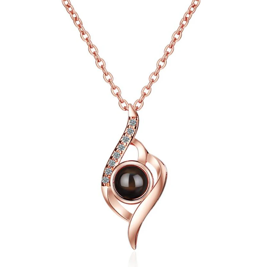 

100 languages I love you projection necklace pendant shaking sound soft beauty net red lock short clavicle chain