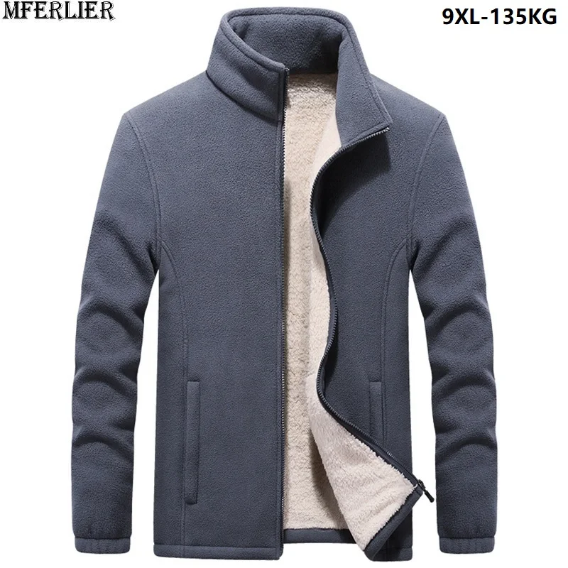 

winter men Tourism fleece warm Jackets thick autumn plus size 6XL 7XL 8XL 9XL man casual Outerwear out door Coat navy blue 54 56