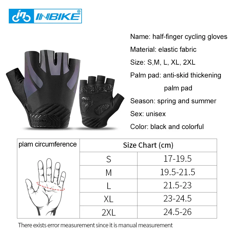 Cycling Gloves INBIKE Half Finger MTB Summer Bicycle Riding Palm Pad Reflective