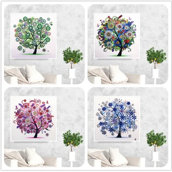 

5D DIY Diamond Embroidered Seasons Tree Special Shape Diamond Painting Rhinestone Crystal Diamond Home Decor