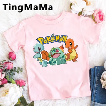 

Kawaii Pokemon T Shirt Kids Summer Girls Top Japanese Cartoon T-shirt Funny Pikachu Graphic Anime Shirt Fashion Children Clothes