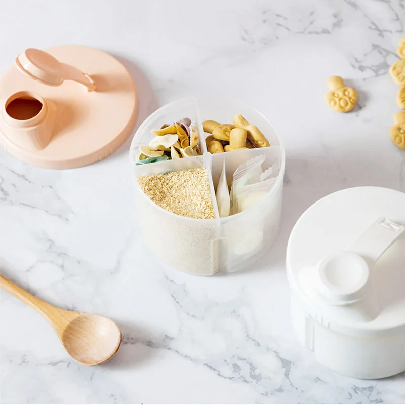 4 Grid Portable Baby Food Storage Box Essential Cereal Infant Milk Powder Box Toddler Kids Snacks Container