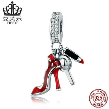 

Lipstick High Heel Shoes Diy 925 sterling silver original spacer beads for jewelry making Fit pandora charms bracelet