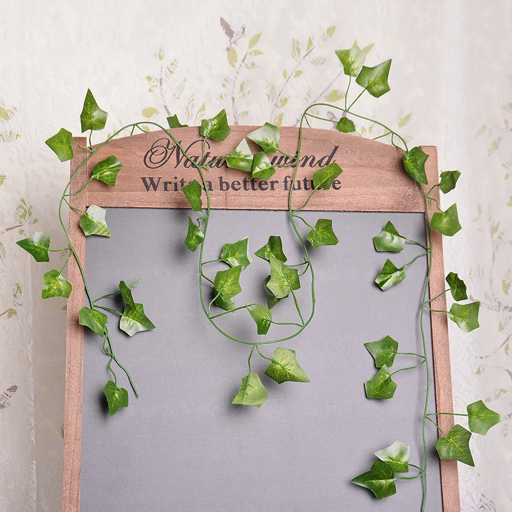 1 шт. 2 м зеленый шелк искусственный висячий лист плюща растения-гирлянды виноградные листья DIY для дома Свадебные украшения праздничный
