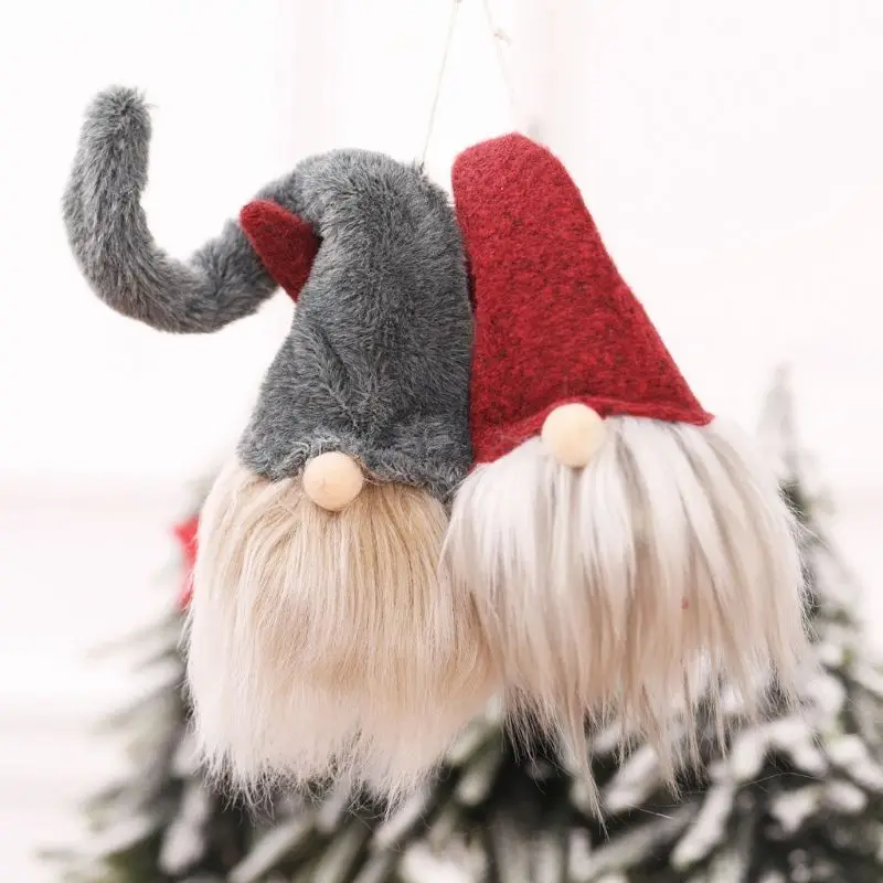 

2pcs/set Christmas Long Hat Swedish Santa Gnome Plush Doll Ornament Handmade Elf K1MF
