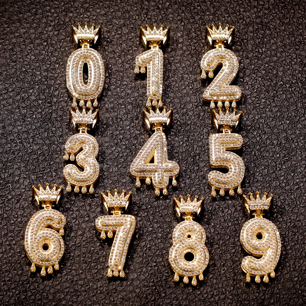 Uwin пользовательские Корона капельные цифры Bling Iced Out ожерелье для мужчин женщин золотой цвет кубический циркониевый хип хоп ювелирные изделия