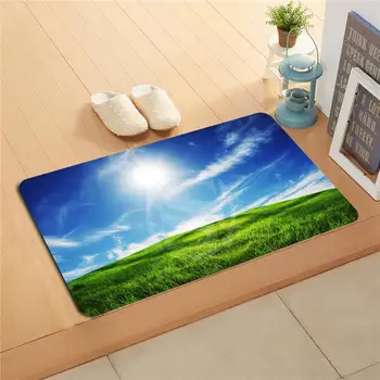 

W620#17 Custom sky clouds blue horizon Watercolor Painting Doormat Home Decor Door mat Floor Mat Bath Mats foot pad F-#16