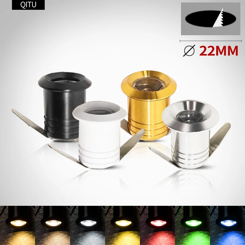 

LED Mini Spotlights Colorful Embedded Display Cabinet Lights AC85-265V Household Kitchen Ceiling 1W Small Downlight