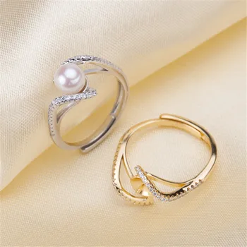 

Delicate Pearl Rings Settings S925 Sterling Silver Rings Mount Women DIY Handmade Craft Rings Jewelry Accessory
