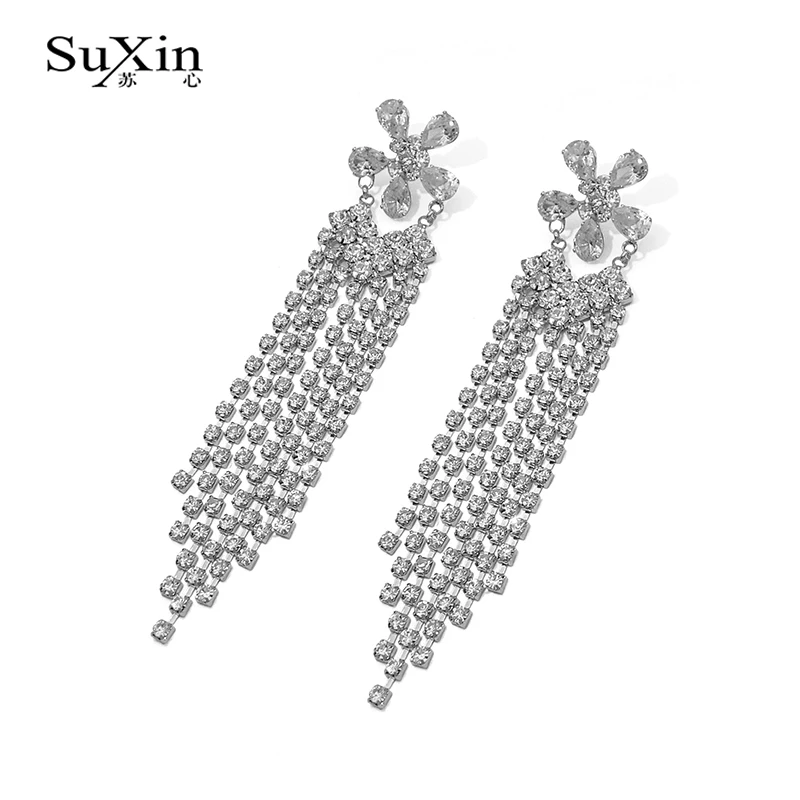Various Korean Fashion Jewelry Personality Temperament Crystal Tassel Earrings Bridal For Women Long Oorbelle | Украшения и