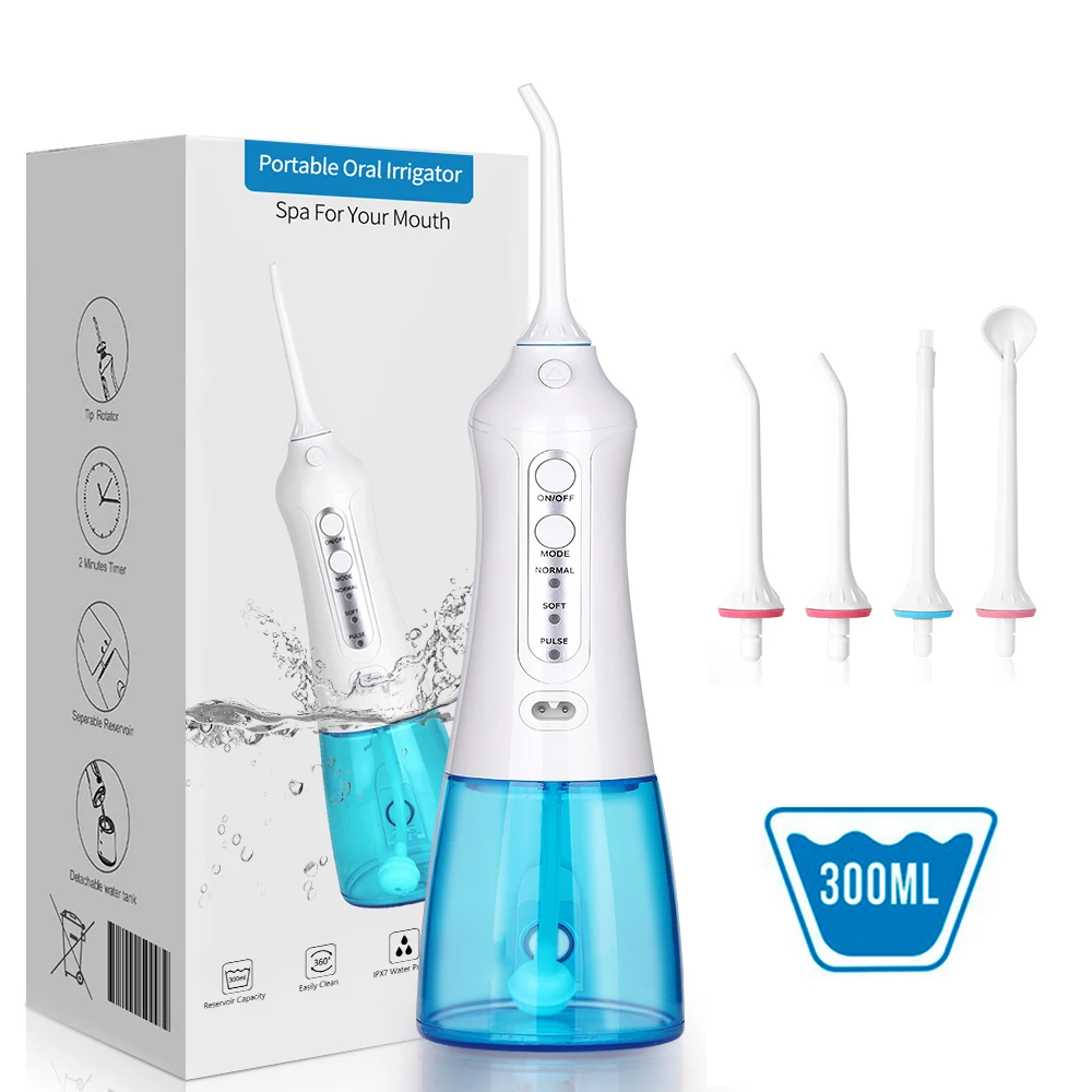 Oral Irrigator Portable Water Dental Flosser USB Rechargeable Water Floss Teeth Cleaner 5 Modes IPX7 Waterproof