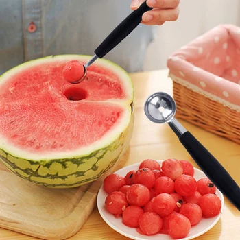 

Stainless Steel Dual Double-end Dig Ball Spoon Watermelon Ice Cream Spoon Sorbet Dessert Fruit Scoop Kitchen Melon Scoops Baller