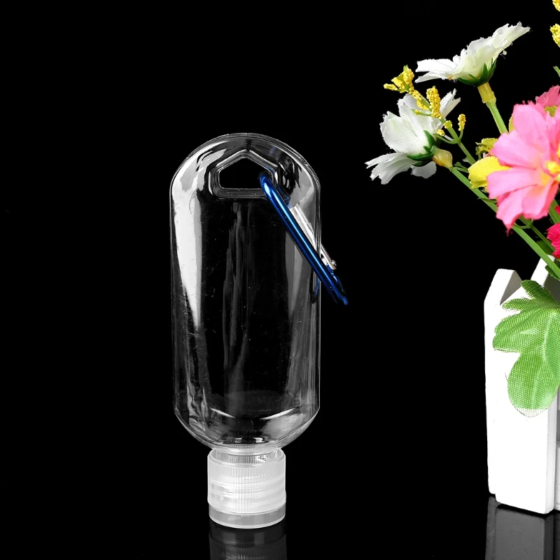 

5Pcs 50ml Empty Plastic Bottles PETG Hook Bottle Empty Squeeze Bottles with Carabiner for Shower Gels