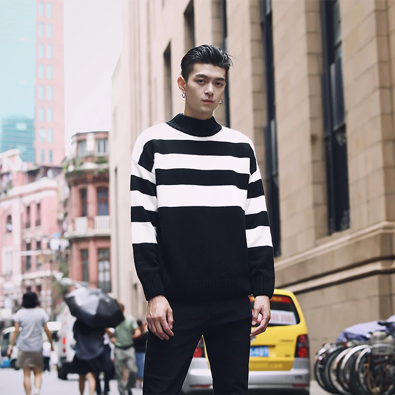 Контрастная полоска Coltrui Mannen Trui Pull Homme Hiver Zwart Wit Groen Grijs kerst Trui Mannen Koreaanse Mannen Mode Kleding