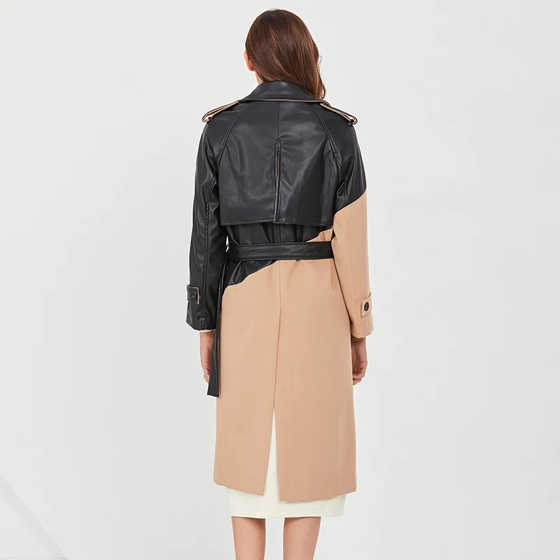 TWOTWINSTYLE Patchwork Windbreaker For Women Lapel