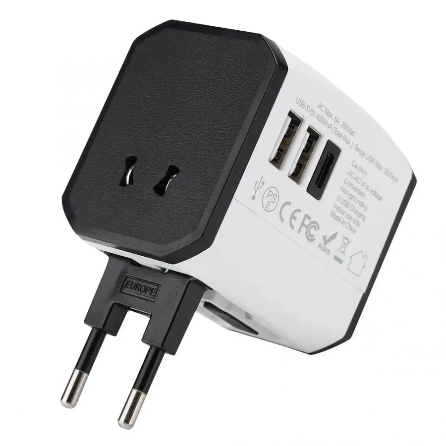2USB+ type-c Быстрая зарядка Универсальный адаптер питания вилка 100-240 в Международный адаптер для путешествий конверсионная розетка