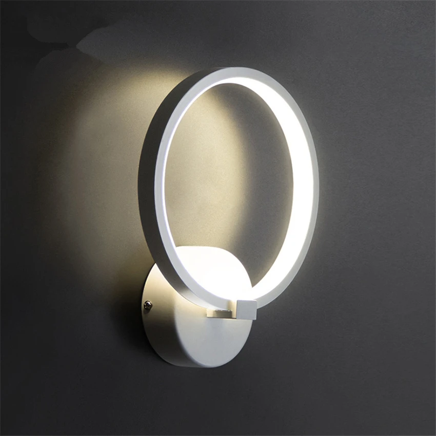 

Nordic white ring wall lamps aisle LED bedroom bedside modern living room background wall sconces lights corridor deco lighting