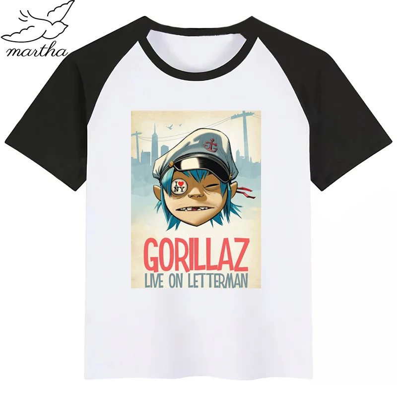 BoysGirls Gorillaz/футболка с принтом героев мультфильмов; детская забавная одежда; детская летняя футболка с короткими рукавами для малышей