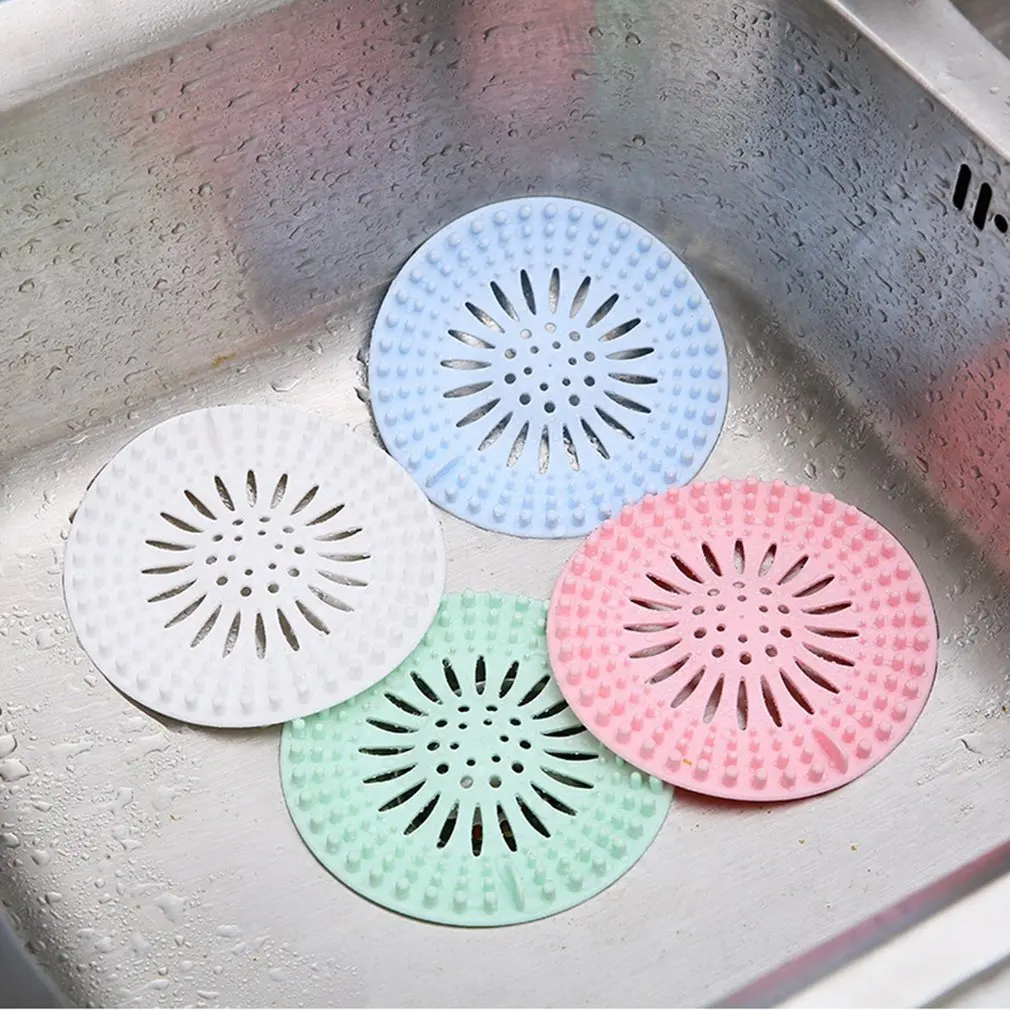 Round Floor Drain Mat Cover Plug Water Filter Shower Drain Covers Sink Strainer Filter Hair Stopper For Bathroom Kitchen