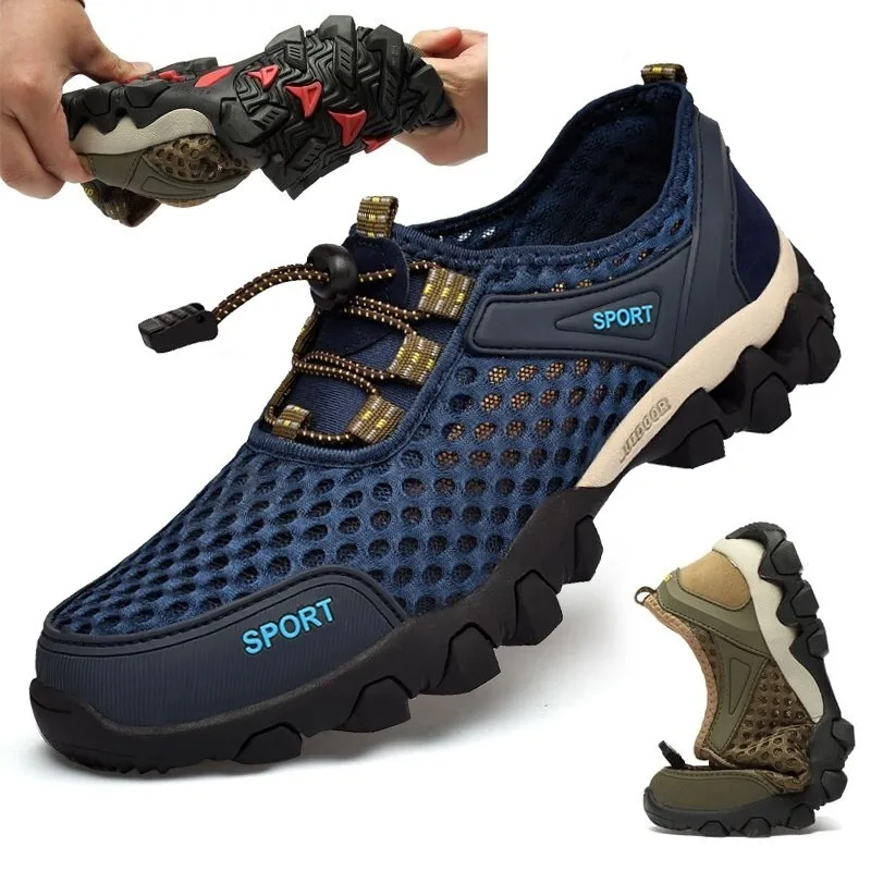 Spring and Summer Men's Mesh Sandals Summer Breathable Wading Mens Casual Sandals Shoes Men's Sports and Leisure Flat Shoes