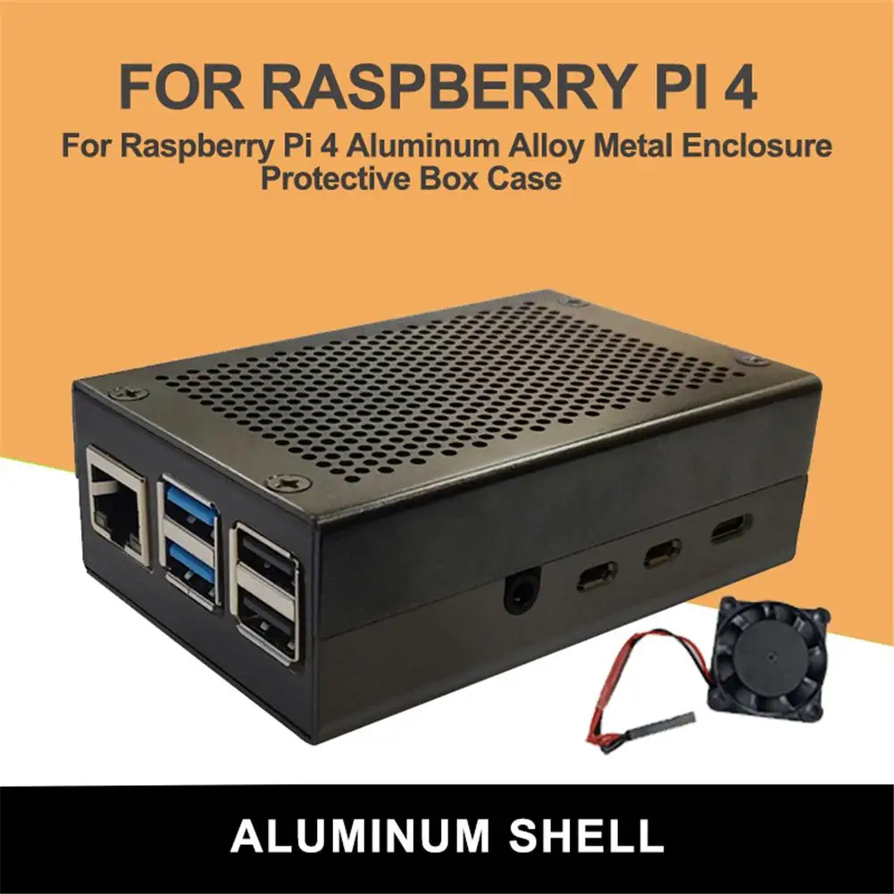 Корпус из алюминиевого сплава для Raspberry Pi 4, металлический корпус, защитный чехол, полый дизайн с охлаждающим вентилятором, защита материнской платы