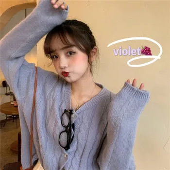 

Autumn And Winter 2019 New Korean Style Twist Women's Loose And Versatile Long Sleeve Knitted Coat Ins Fashion