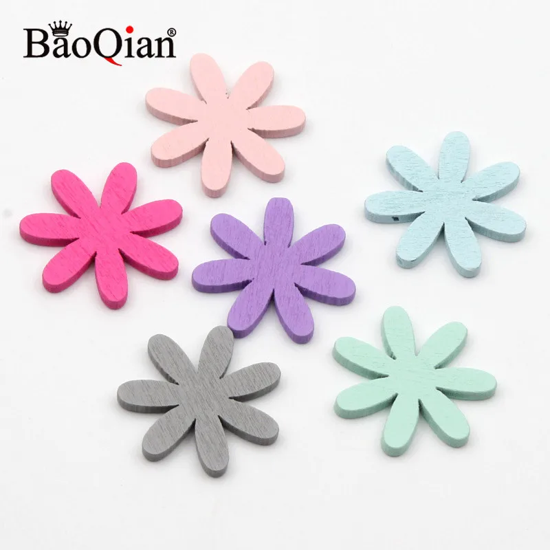 

20Pcs 26mm Mixed Wooden Flower Slice For DIY Wood Crafts Embellishments Home Decoration Accessories