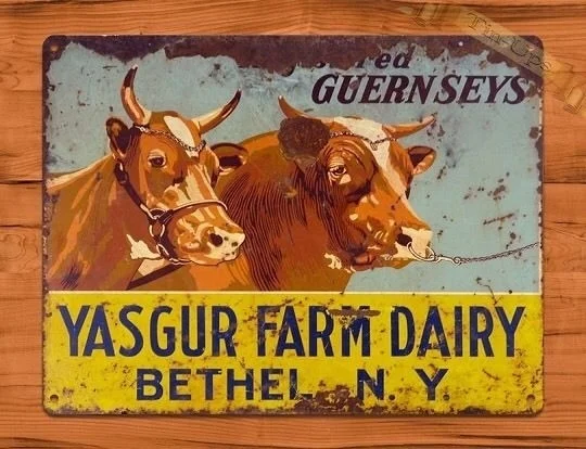 Жестяной знак guernсистему Yasgur Farm корова молочный деревенский сарай ранчо