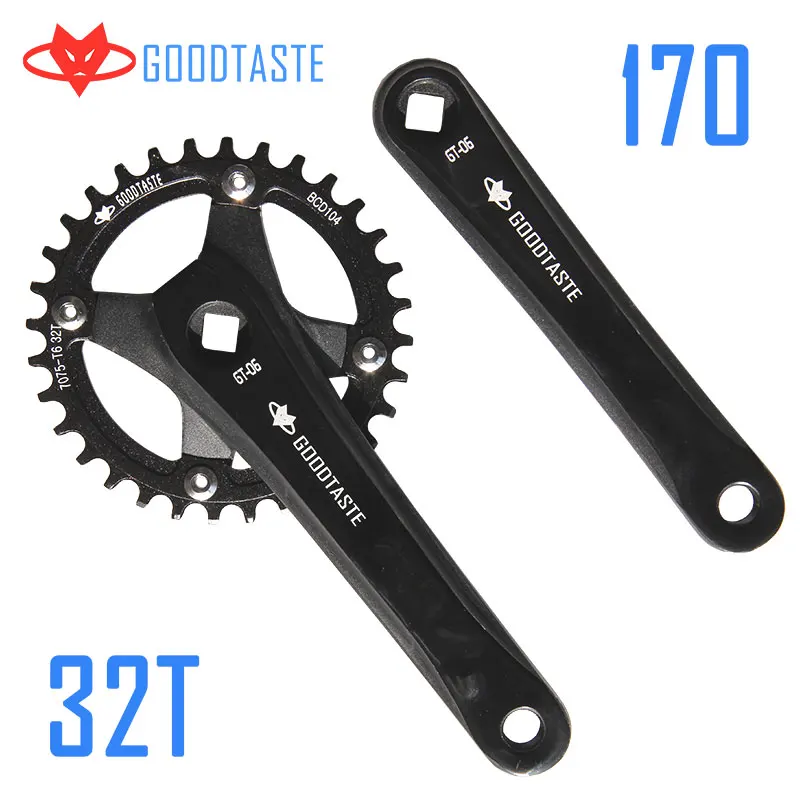 RACEWORK Fahrrad kurbel kettenblatt 104BCD MTB велосипед Kurbel алюминиевый Legierung Mit Boden Kurbel 170 мм platte rot 32T 34T 36T 38T - Цвет: 170 crank and 32T