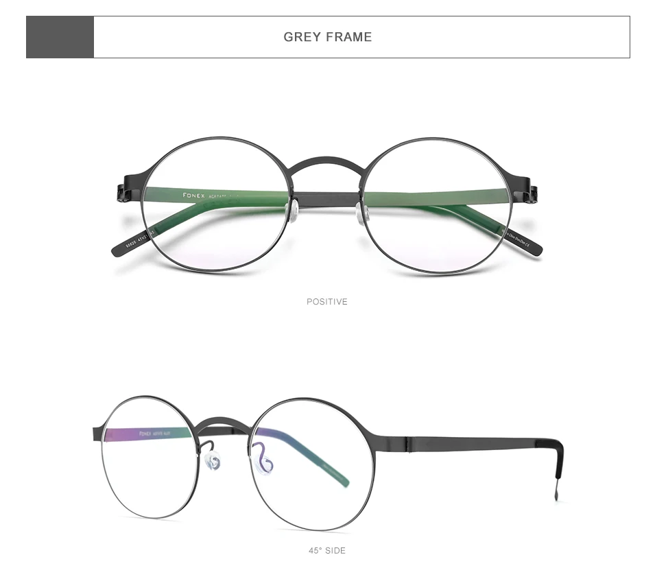 Мужские очки по рецепту из FONEX сплава, Ретро стиль, круглые корейские очки без винтов, оптическая брендовая дизайнерская оправа для очков для женщин 98626