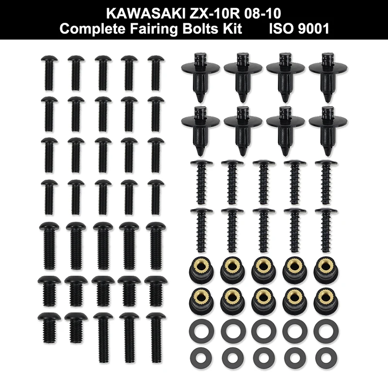 

Fit For Kawasaki ZX10R ZX-10R 2008 2009 2010 Motorcycle Complete Full Fairing Bolts Kit Screws Nuts Faring Clips Stainless Steel