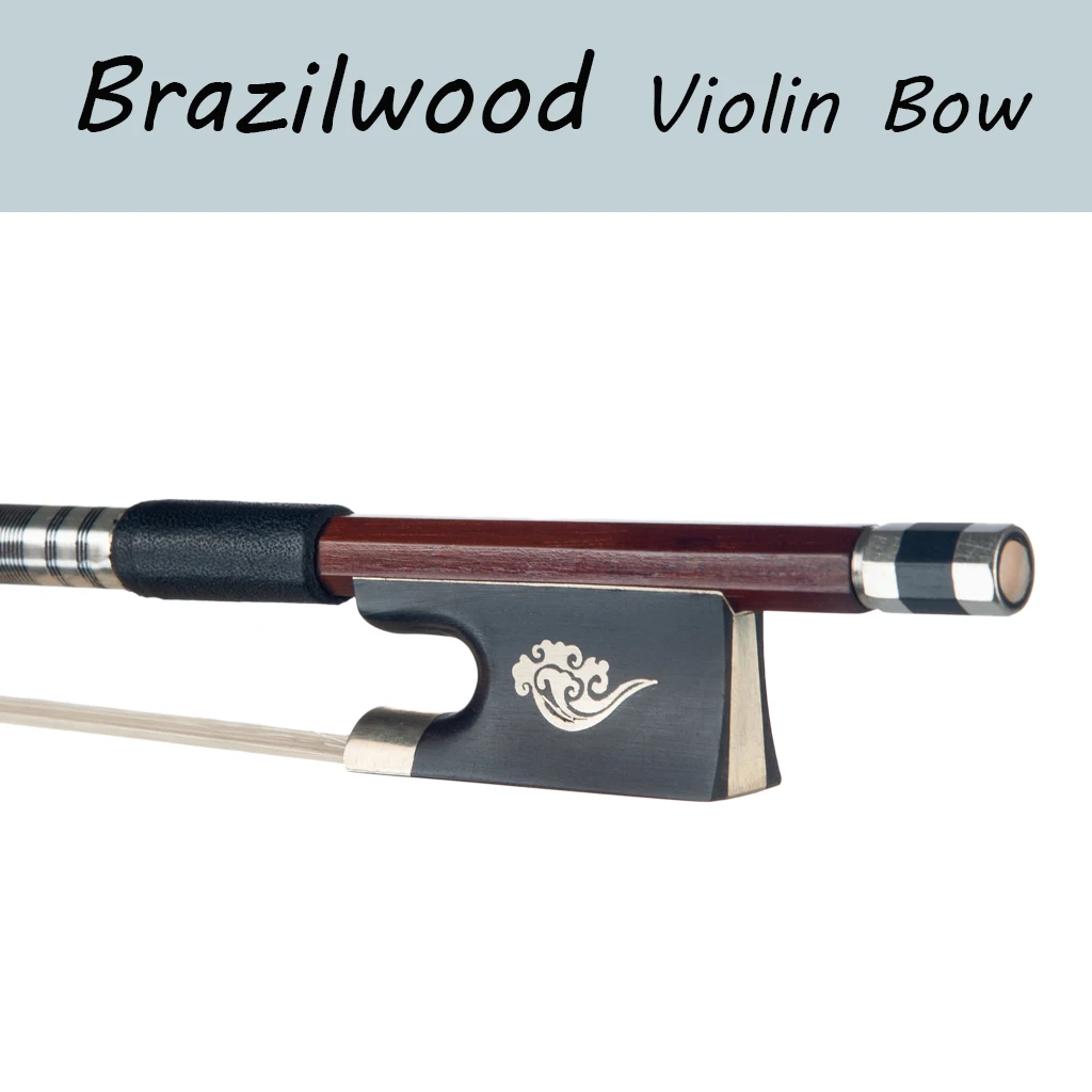 

4/4 Brazilwood Violin Bow Brazilwood Round Stick Mongolia Horsehair W/Ebony Frog Durable Bow Violin/ Fiddle Bow