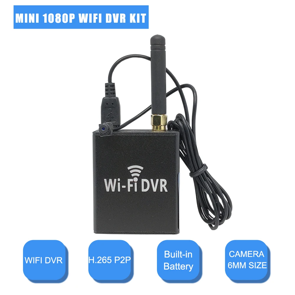 1080P WI FI DVR Беспроводной небольшой цифровой видеорегистратор с 720P 6*6 мм Мини Камера комплект видеонаблюдения