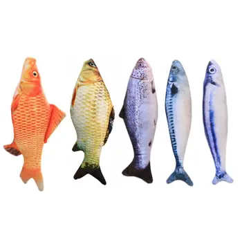 

5Pcs 20cm Simulation Fish Catnip Toys Cat Pillow Chew Toy Teeth Cleaning Interactive Plush Soft Thick Bite Resistant