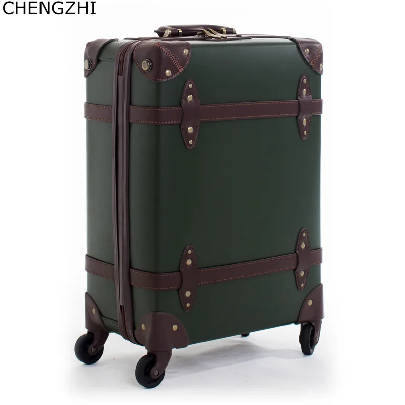 CHENGZHI 2" 24" 28 дюймов водонепроницаемый ретро чемодан на колёсиках spinner Женская дорожная сумка чемодан на колесиках